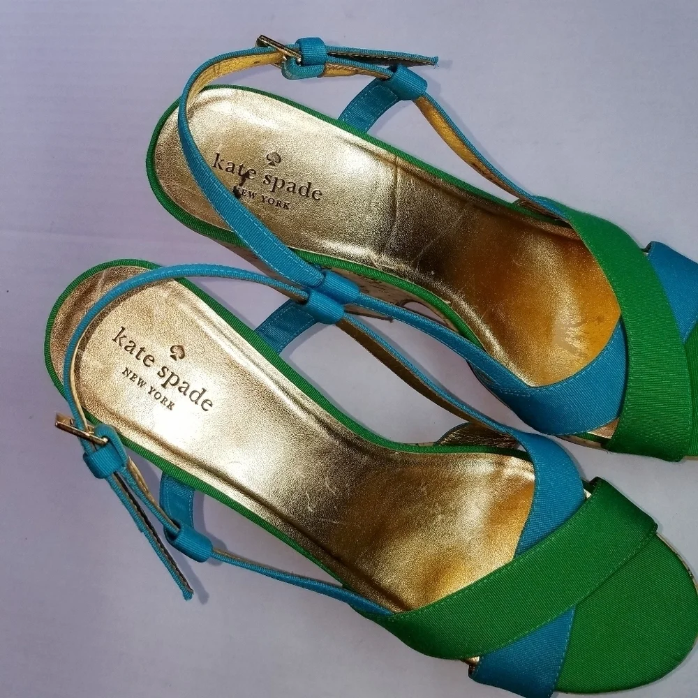 🌸‎ Kate Spade | Suede Multicolor Wedge Sandals 9.5